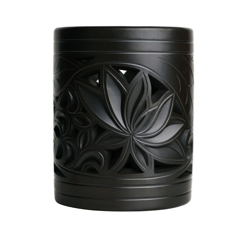 馆陶黑陶镂空菊花笔筒卷草纹烟缸邯郸礼品邯郸陶瓷特产促销优惠中