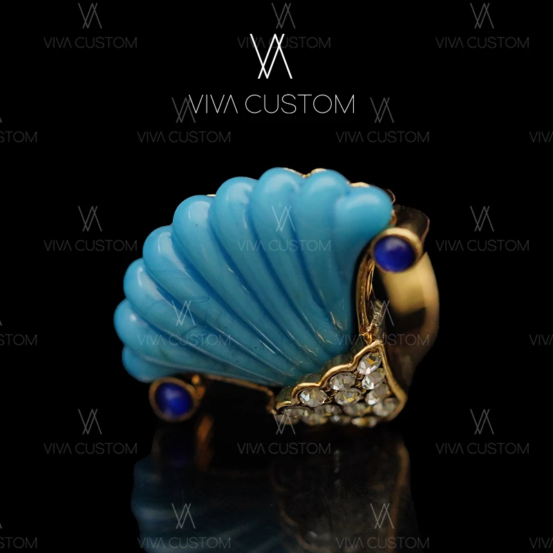 合金合成锆石戒指 （精工系列）蓝色人鱼尾戒指