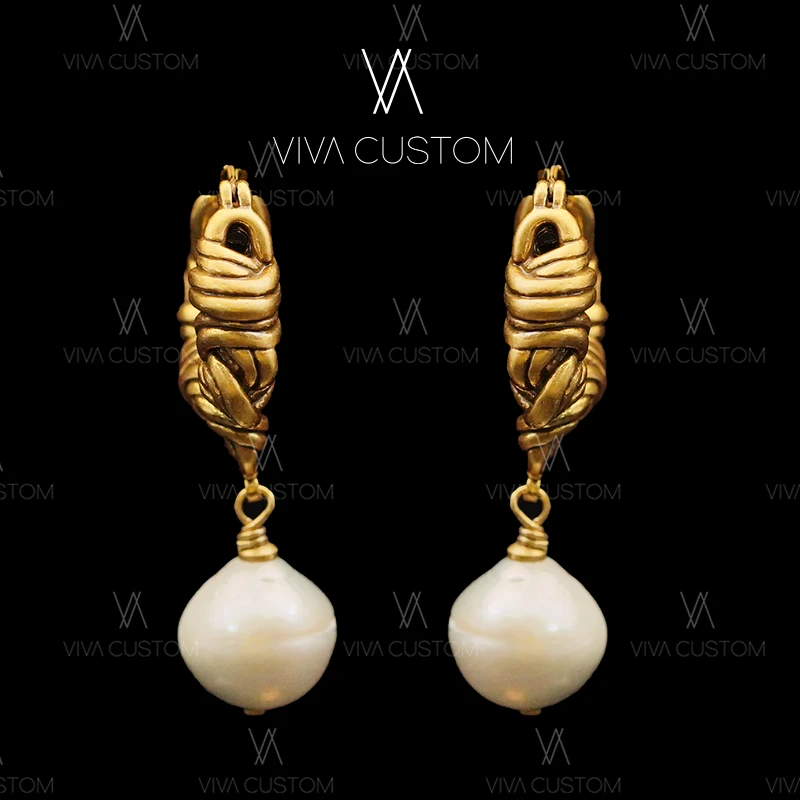 合金仿珍珠耳饰 【子瑜】(珠华旧梦系列)复古港风牛角包耳环