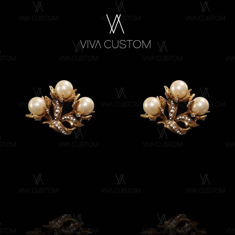 铜合金合成锆石耳饰 珠华旧梦系列 小众高级百搭花朵耳钉