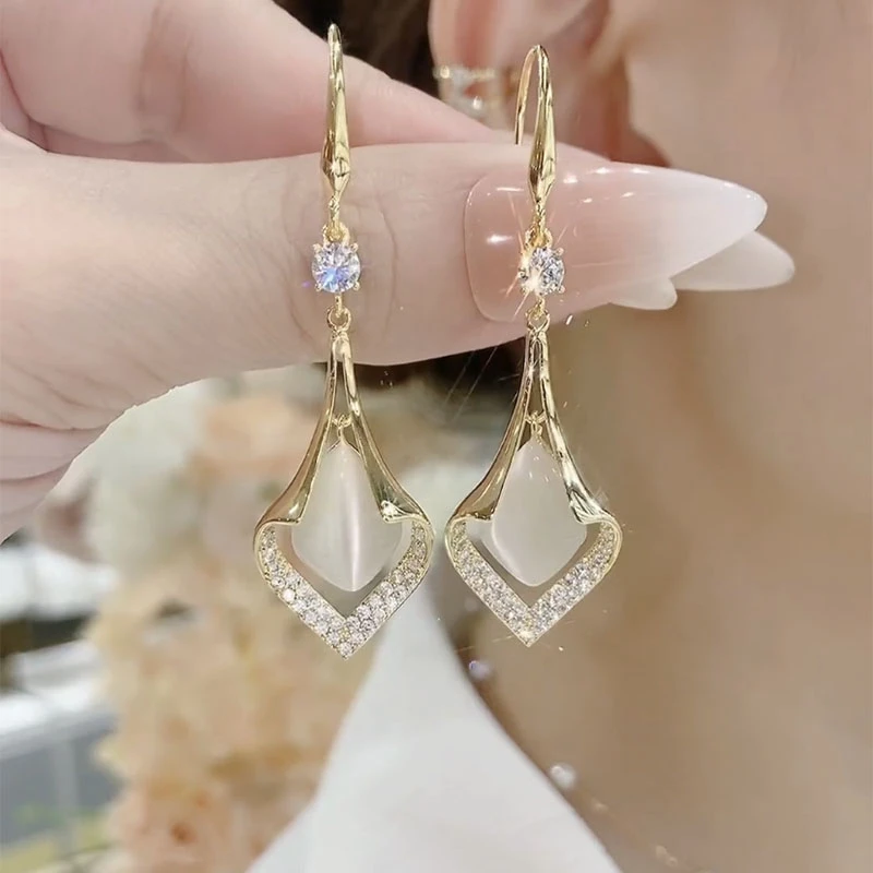 格煦 轻奢几何菱形耳环高级感大气时尚长款百搭气质精致