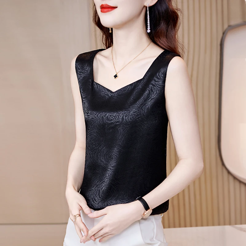 达格妮提花吊带背心女西装内搭春夏新款外穿宽松上衣女无袖打底衫