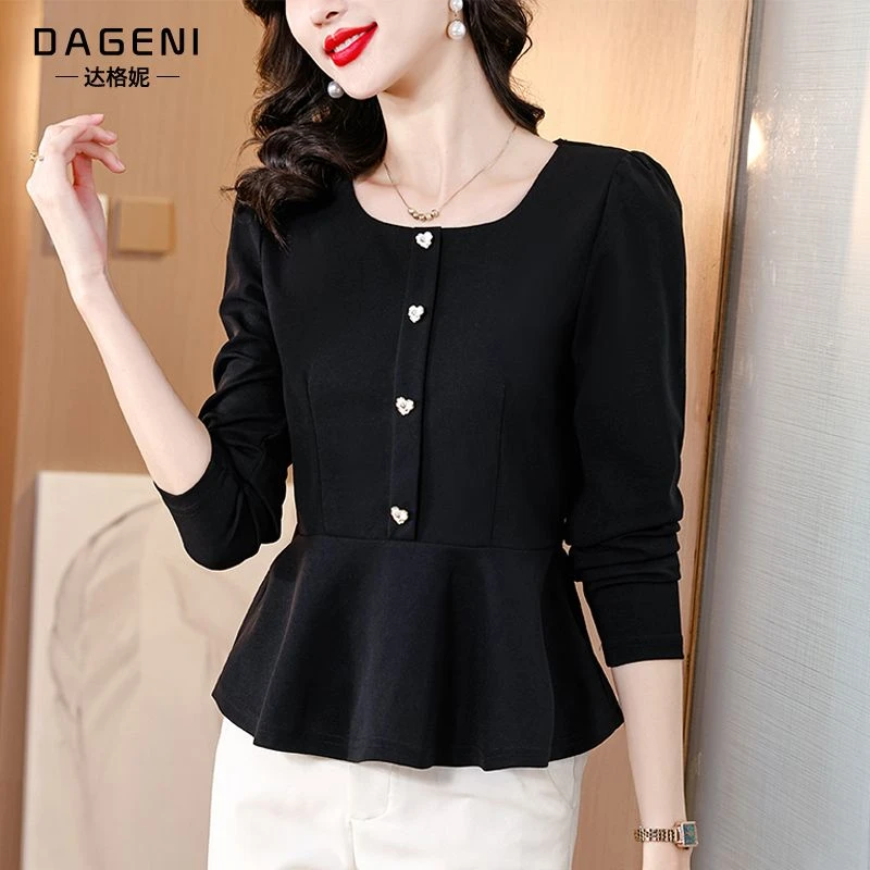今年流行法式气质漂亮小衫女2024秋季新款设计感小众修身长袖上衣