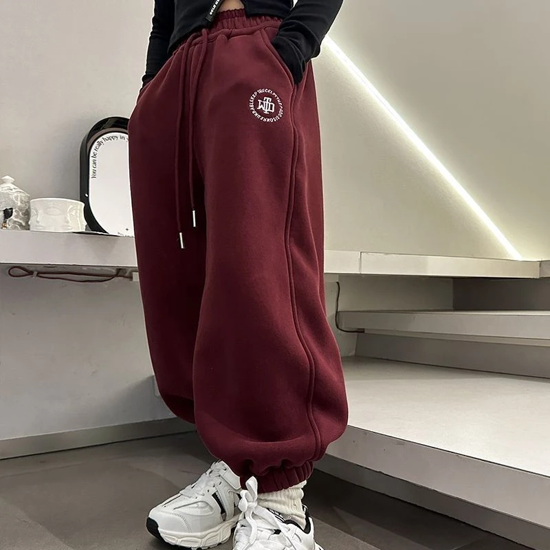 女童加绒裤子秋冬新款儿童冬季外穿加厚保暖休闲裤男童一体绒卫裤