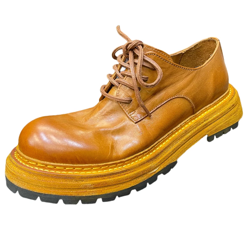 重工水洗褶皱质感马皮德比固特异缝制大头手工皮鞋真皮底增高男鞋