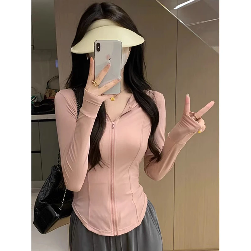蕉蕉芬冰丝防晒服女夏季薄款透气防紫外线修身显瘦短款连帽开衫