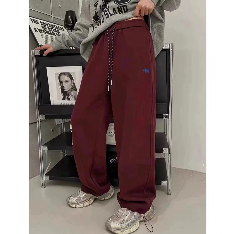 【断码清仓】2024冬潮牌时髦小狗刺绣加绒卫裤 A716 716 X