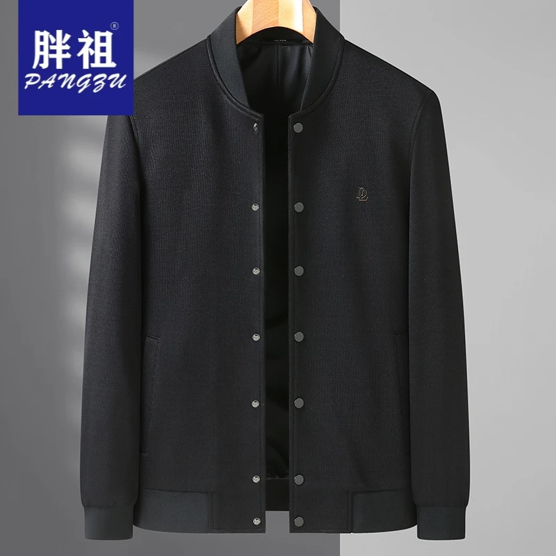 新款秋季男士夹克立领肥佬宽松加肥加大码外套男休闲棒球领胖子潮