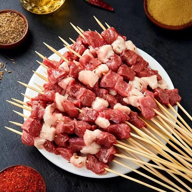 草原鲜羊肉100串现切现串可空气炸锅工厂直发新鲜羊肉串