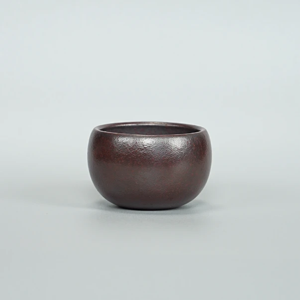 《不倒翁杯》柴烧紫泥窑变宜兴手工紫砂杯100cc-30470