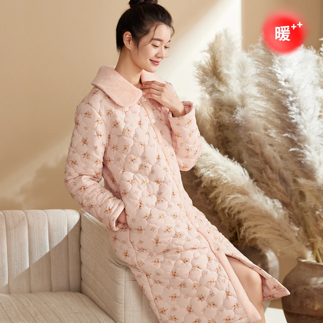 【三层加厚夹棉】睡袍女冬系列商品加绒保暖睡衣可外穿女士家居服
