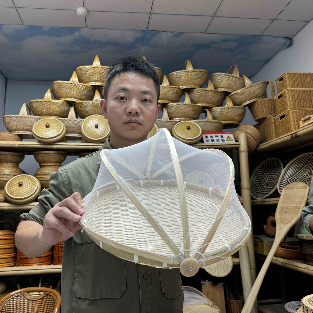带网35cm防虫 防蚊虫收纳筐 手工 收纳筐竹编 竹制品