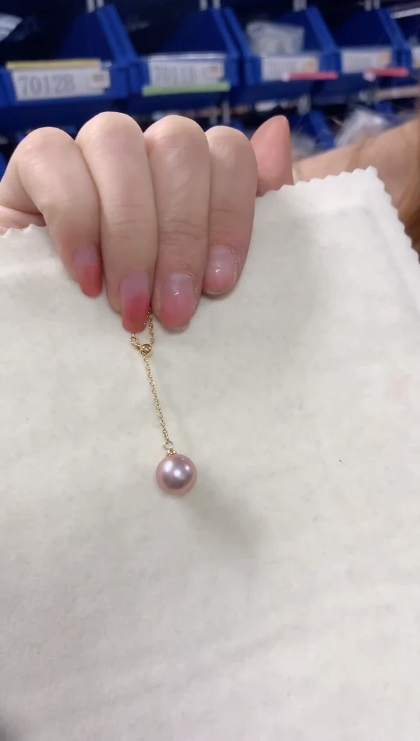 【闪购商品】淡水珍珠颈饰未镶嵌简约紫色珍珠吊坠项链