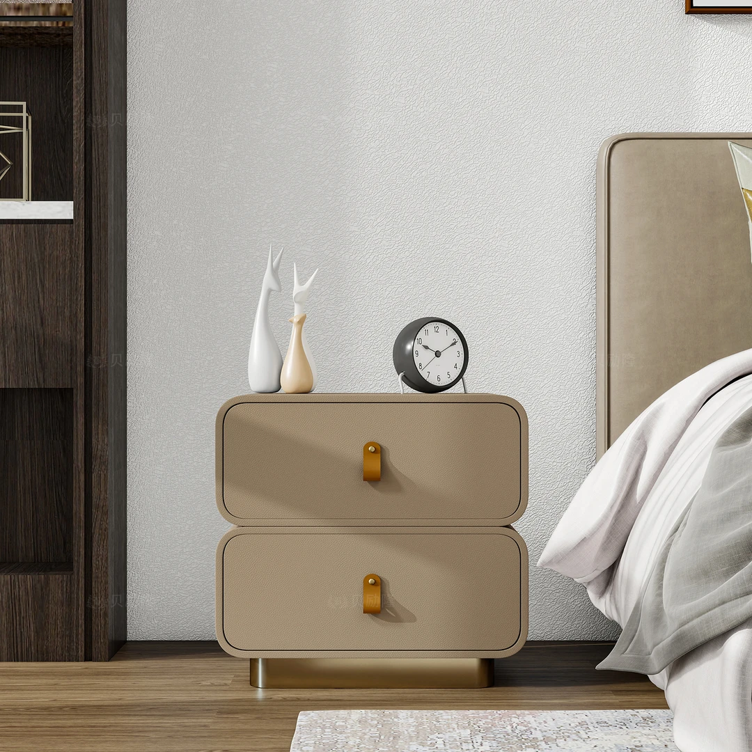 贝励隆意式简约奶油风创意设计家用卧室简易床边柜收纳床头柜柜子