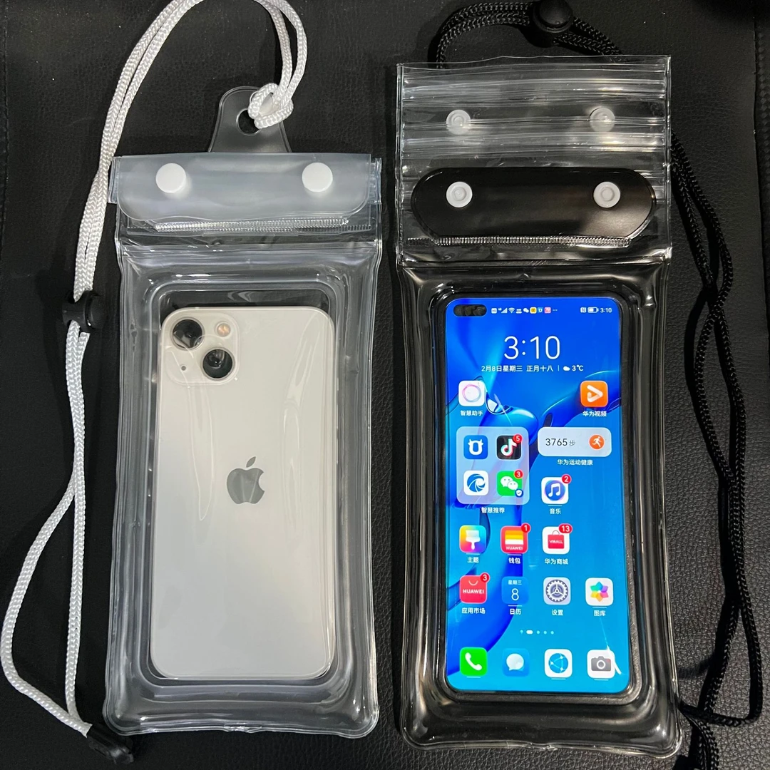 现货手机防水袋三折气囊漂浮透明魔术贴潜水套户外游泳漂流可触屏