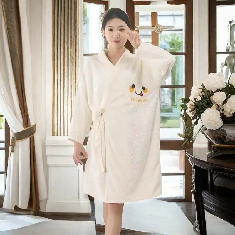 时尚成人加大加绒系带浴袍睡袍吸水速干浴巾不掉毛加厚洗澡长款