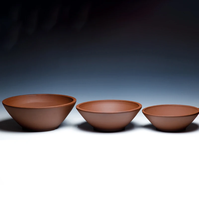 宜兴紫砂花盆斗盆简约大中小红色黑色圆形金弹子簕竹家用盆景盆