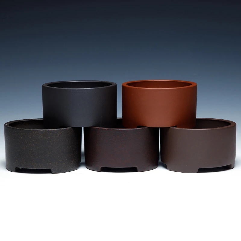 宜兴紫砂盆景盆矮直小多肉圆形精致个性创意简约可爱盆栽紫砂花盆