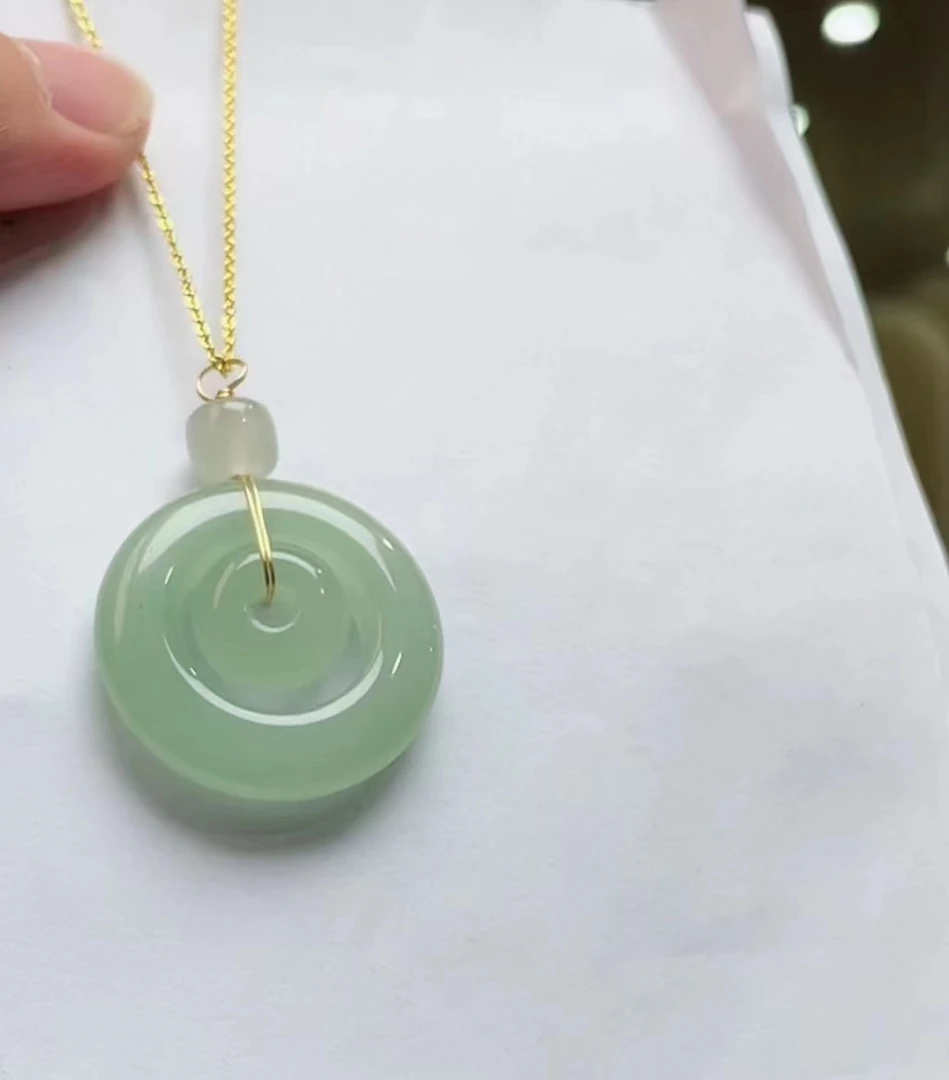 铜石英质玉吊坠 东陵玉子母扣吊坠配皮绳（拍一发一，多样性发货）