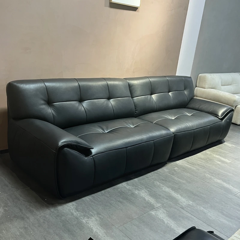 巴洛克法式奶油风真皮沙发头层牛皮复古小户型客厅直排意式沙发