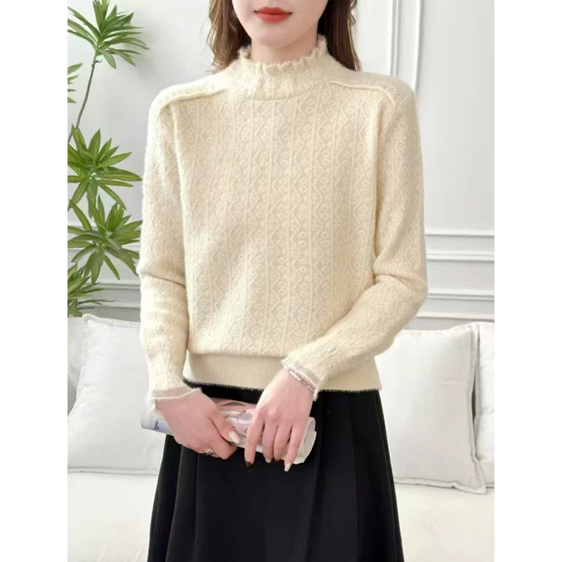 直播镜花水月半高领毛衣