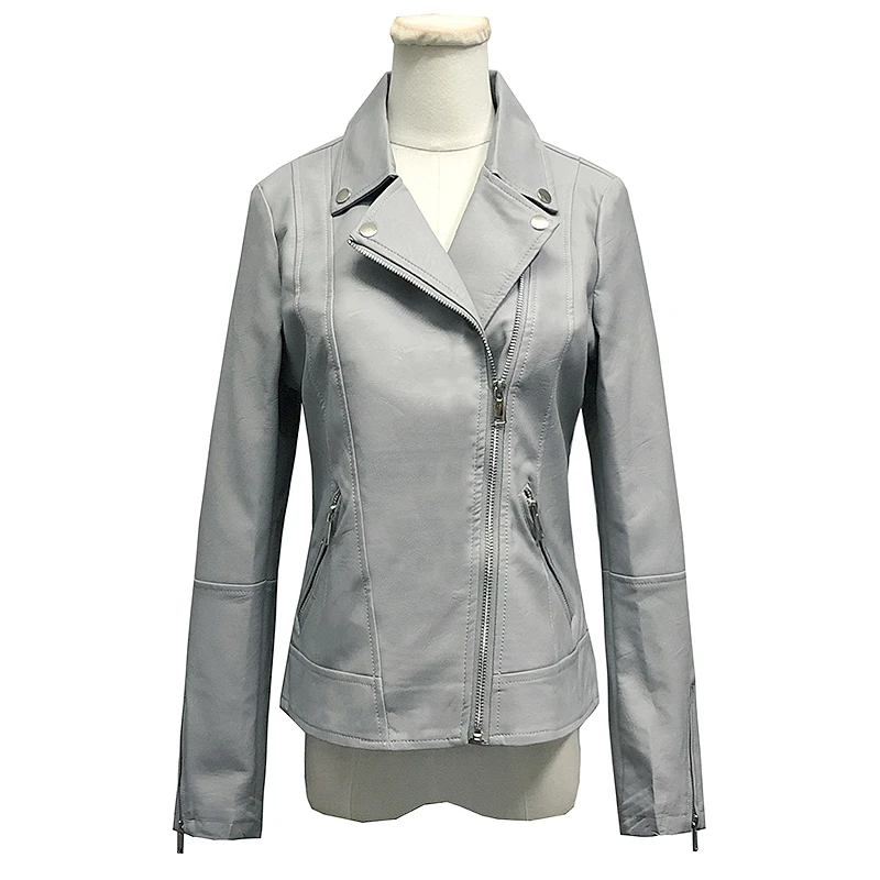 皮衣外套女新款秋冬时尚气质修身百搭拉链开衫长袖夹克上衣