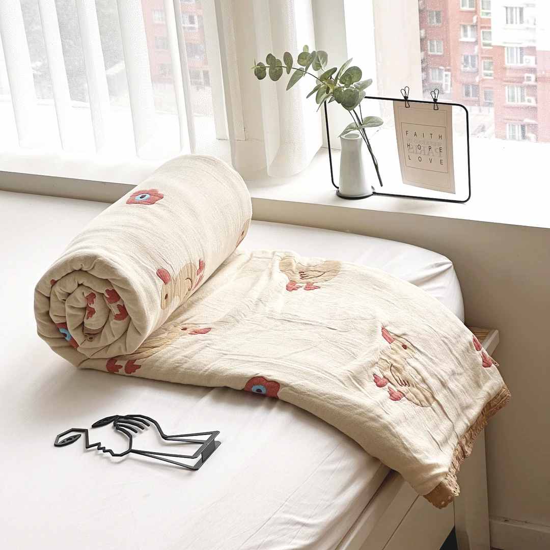 【京かわ会社】纯棉纱布泡芙夏被 150*200cm 花花鸭