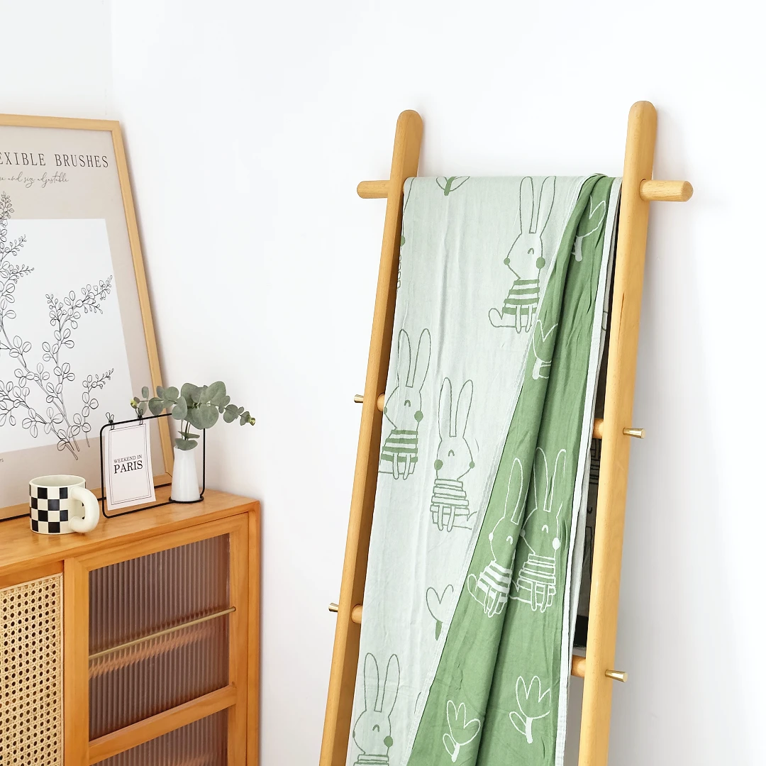 【京かわ会社】竹纤维毯夏季冷感毯 单人盖毯150*200cm 兔子绿