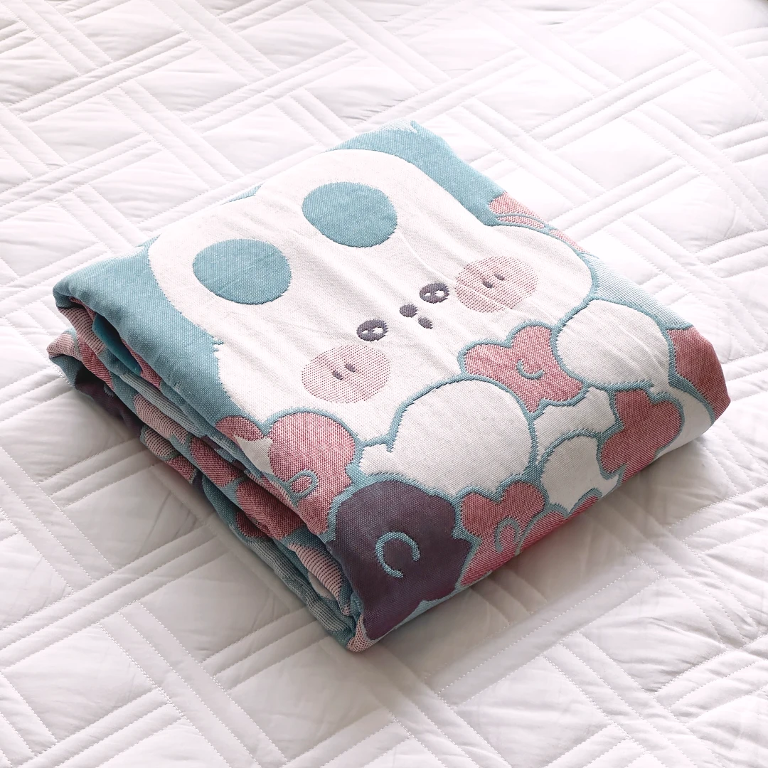 【京かわ会社】四季通用多层纱布 多功能盖毯 150*200cm 短耳兔