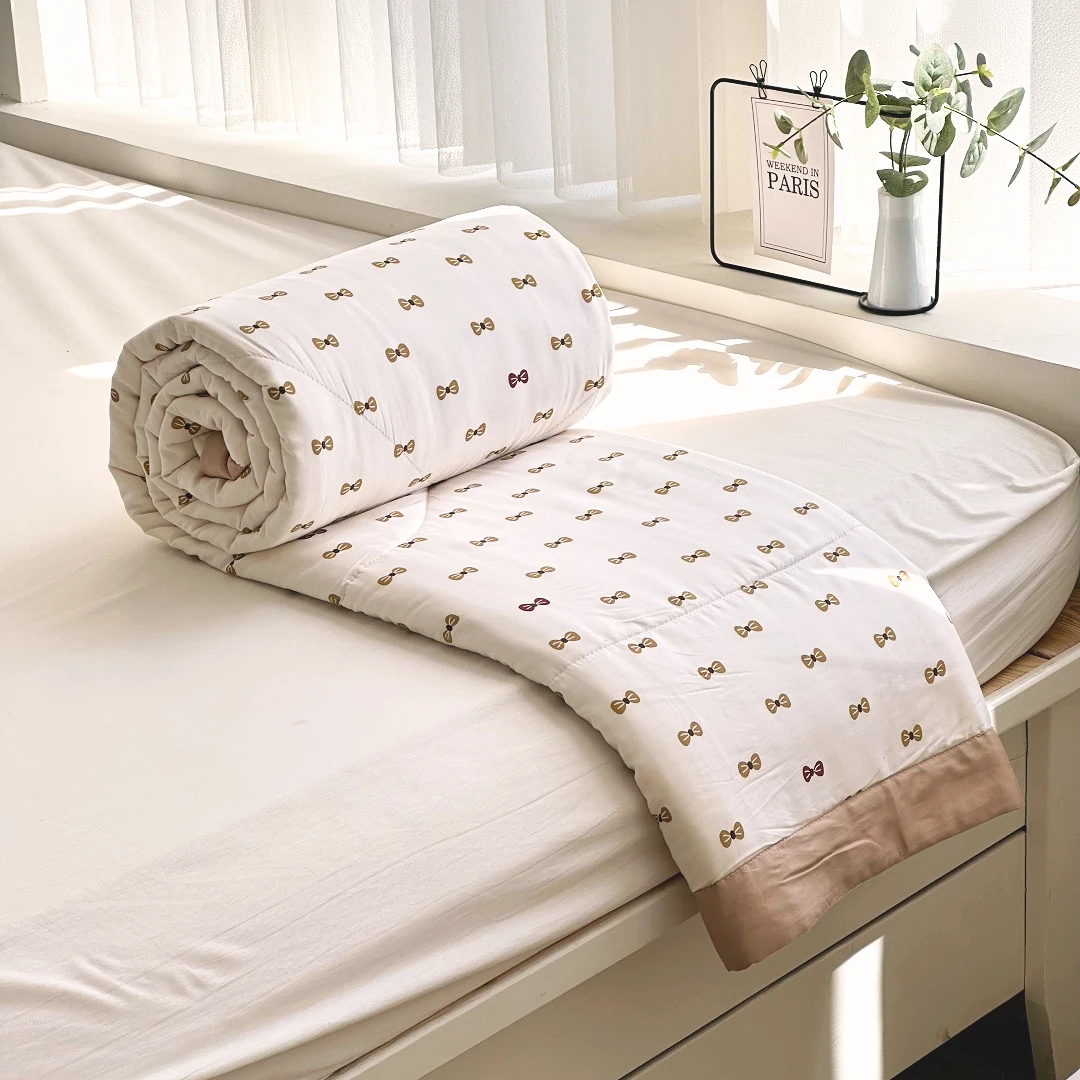 【京かわ会社】莱赛尔天丝夏被  棕色蝴蝶结