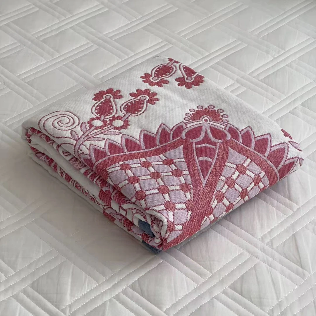 【京かわ会社】纱布毛巾被 多功能盖毯 150*200cm 大麦穗粉