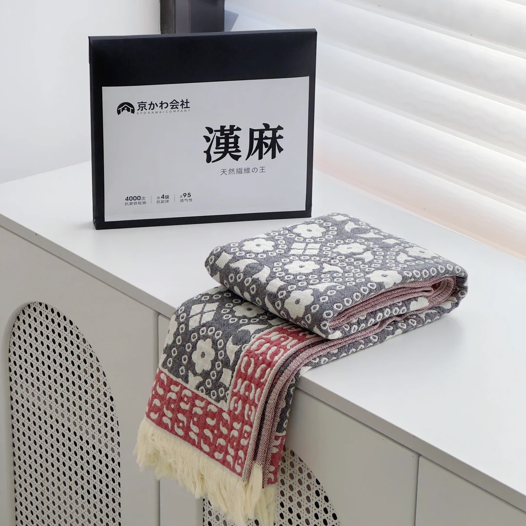 专享【京かわ会社】纯棉纱布流苏浴巾73*150cm尼罗河红