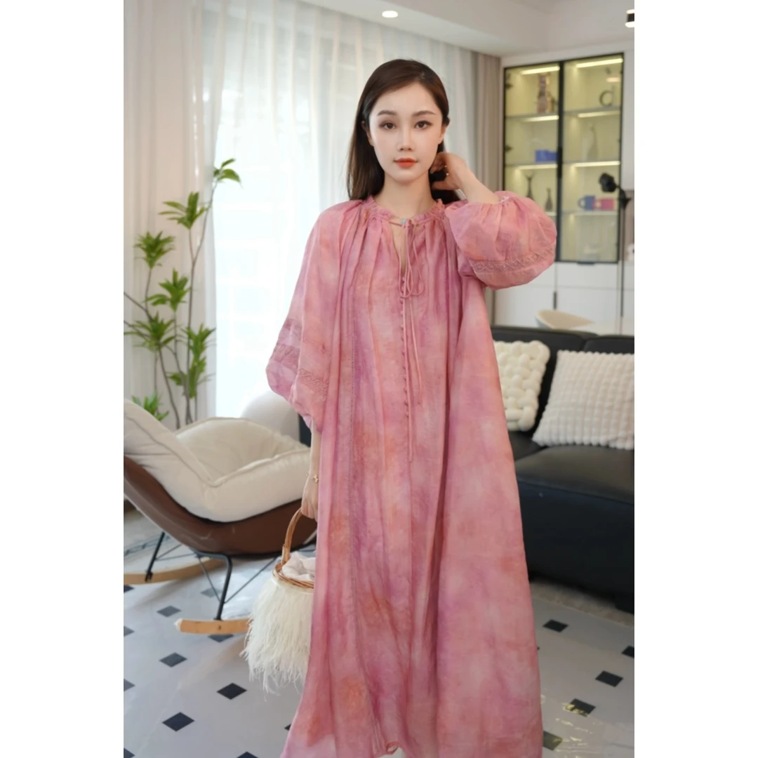 Mill Lin【落樱栀夏】秋季法式复古高级感宽松显瘦连衣裙