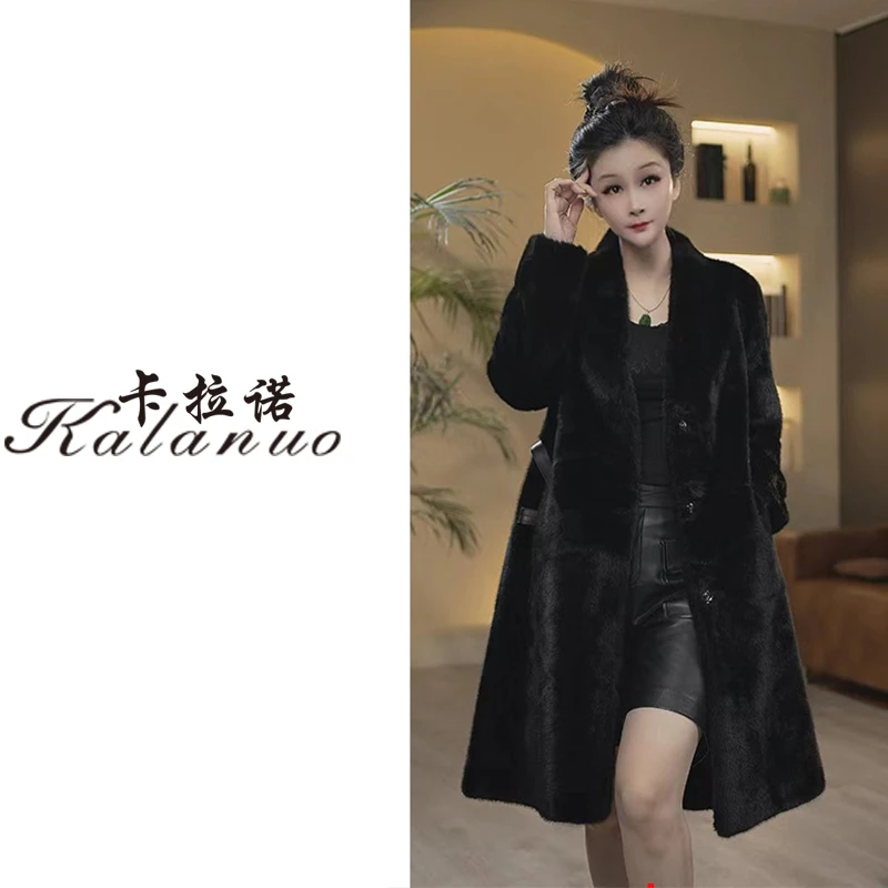 【卡拉诺】2024冬季新款雪兰貂中长款外套2338