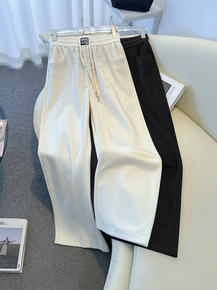 米白色宽松休闲裤慵懒垂坠感裤子