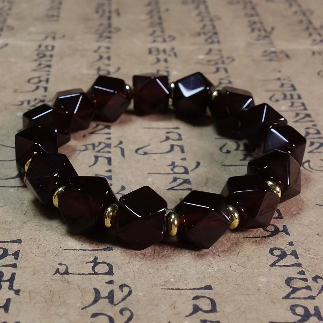 新款八棱玛瑙手链手串饰品单圈男女款精美手饰简约大方时尚送女友