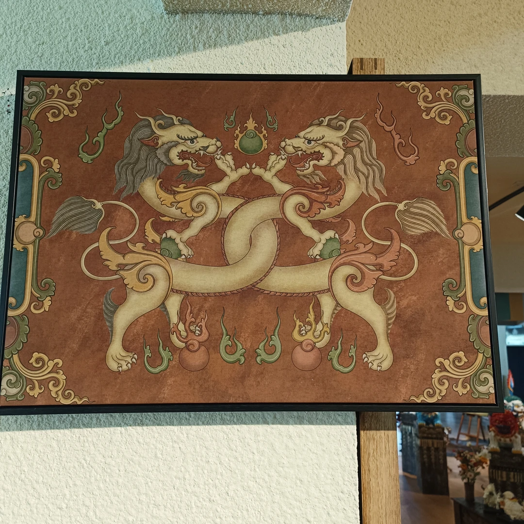 精品挂画龙狮缠升级立体感（70×50㎝）