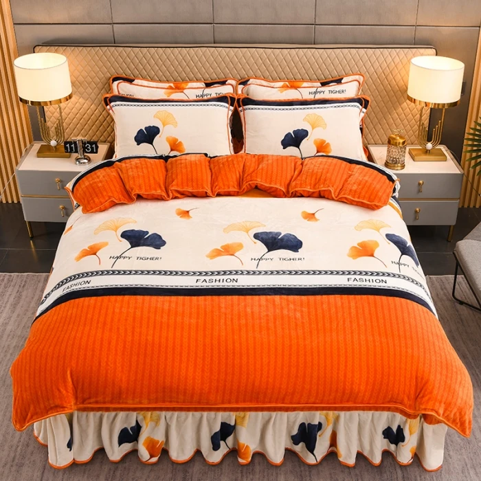 新款加厚保暖绒类保暖床上用品四件套加绒印花双面绒轻奢时尚奶绒