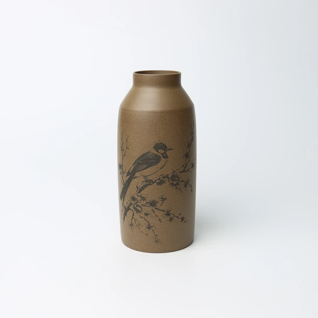 直043 喜上眉梢 420cc 双层 蟹壳青 精品紫砂原矿便携净水杯