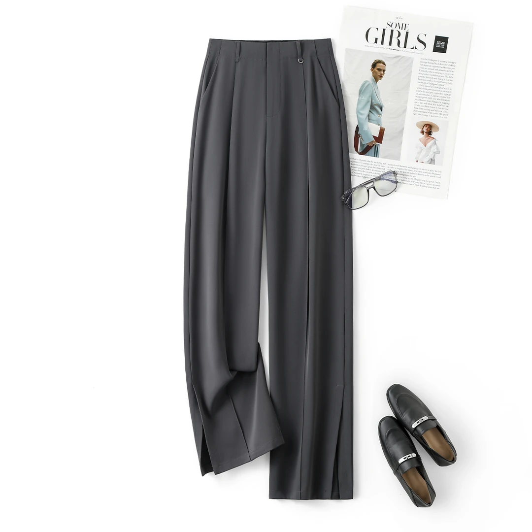 IHIMI【格雷系】秋季新款垂感直筒裤通勤百搭直筒休闲长裤女