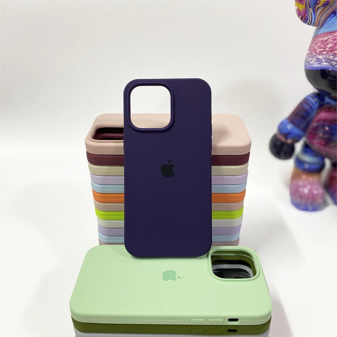 优品苹果15ProMax液态硅胶手机壳iPhone14防摔13/12高级感暗紫色