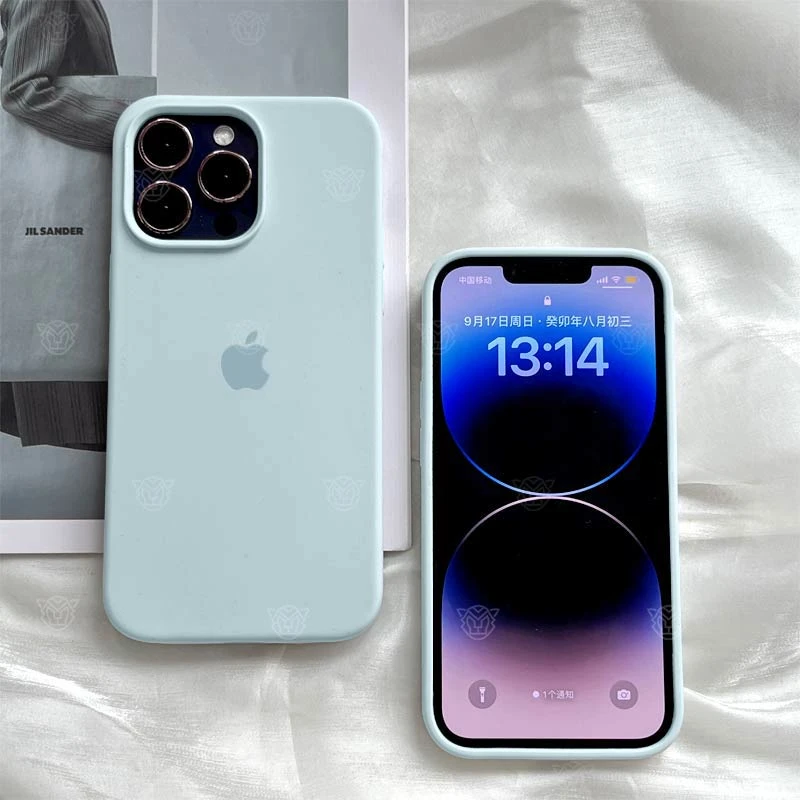 新天蓝苹果15打工人iPhone14ProMax液态硅胶11/12/13大孔Xr手机壳