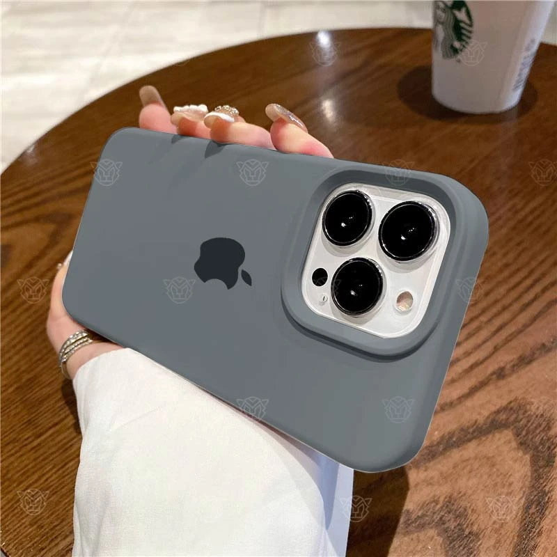 ins优先苹果15Pro简约手机壳14液态硅胶iPhone13全包防摔12炭灰色