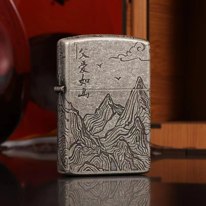 ZORRO佐罗 二代升级版古银滚花父爱如山男士复古煤油打火机 正品