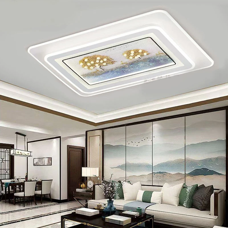 全光谱梅花高档客厅灯led吸顶灯超亮发财树长方形大厅灯语音灯