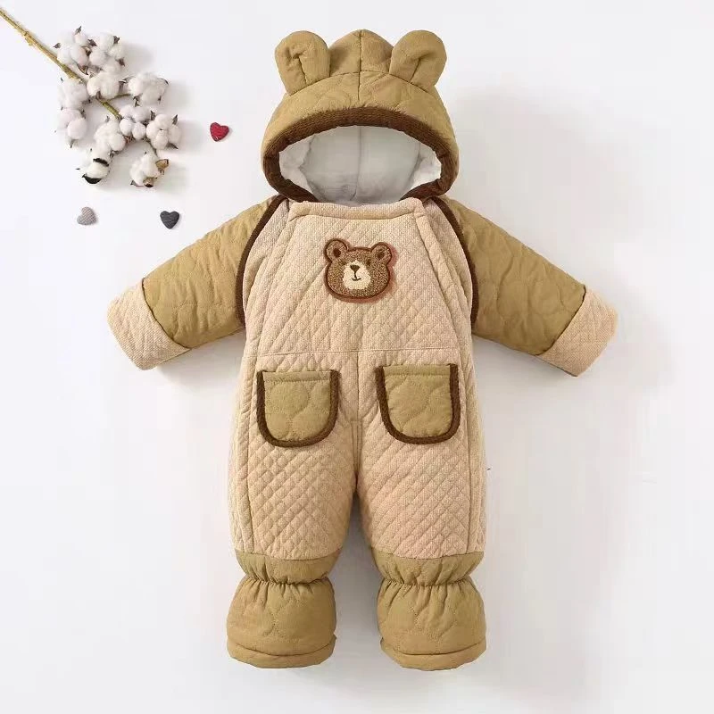 新生儿婴儿衣服秋冬宝宝连体衣满月保暖棉衣包脚加厚套装外出抱衣