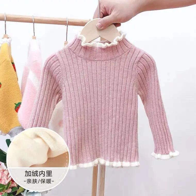 宝宝打底毛衣女小童洋气婴儿套头针织衫秋冬女童线衣儿童加绒加厚