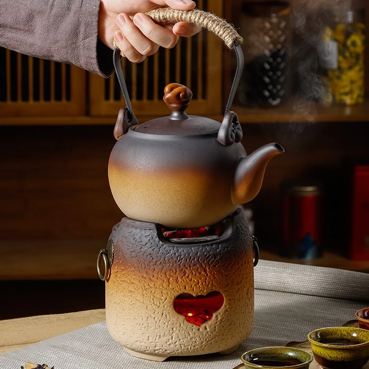 罐罐茶煮茶器炭火围炉煮茶壶家用室内陶壶全套明火烤茶碳炉子
