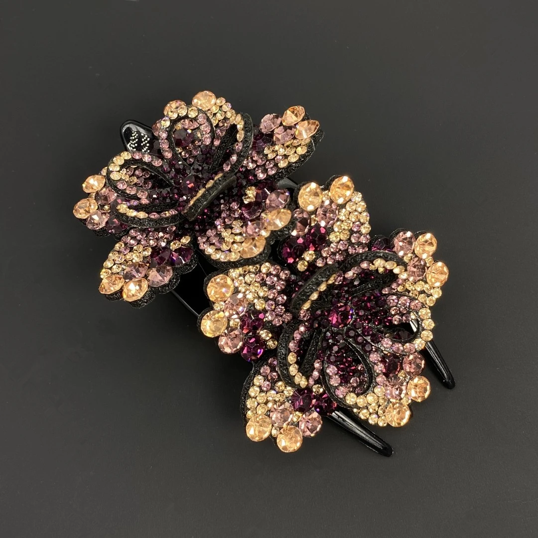 新双花鸭嘴夹盘发发卡大号发饰发夹盘发气质时尚