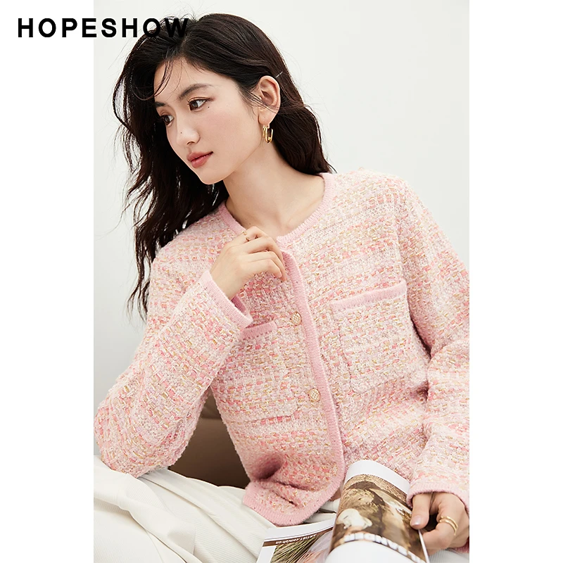 【陈大可专属】红袖热力感圆领短款针织开衫90123290111